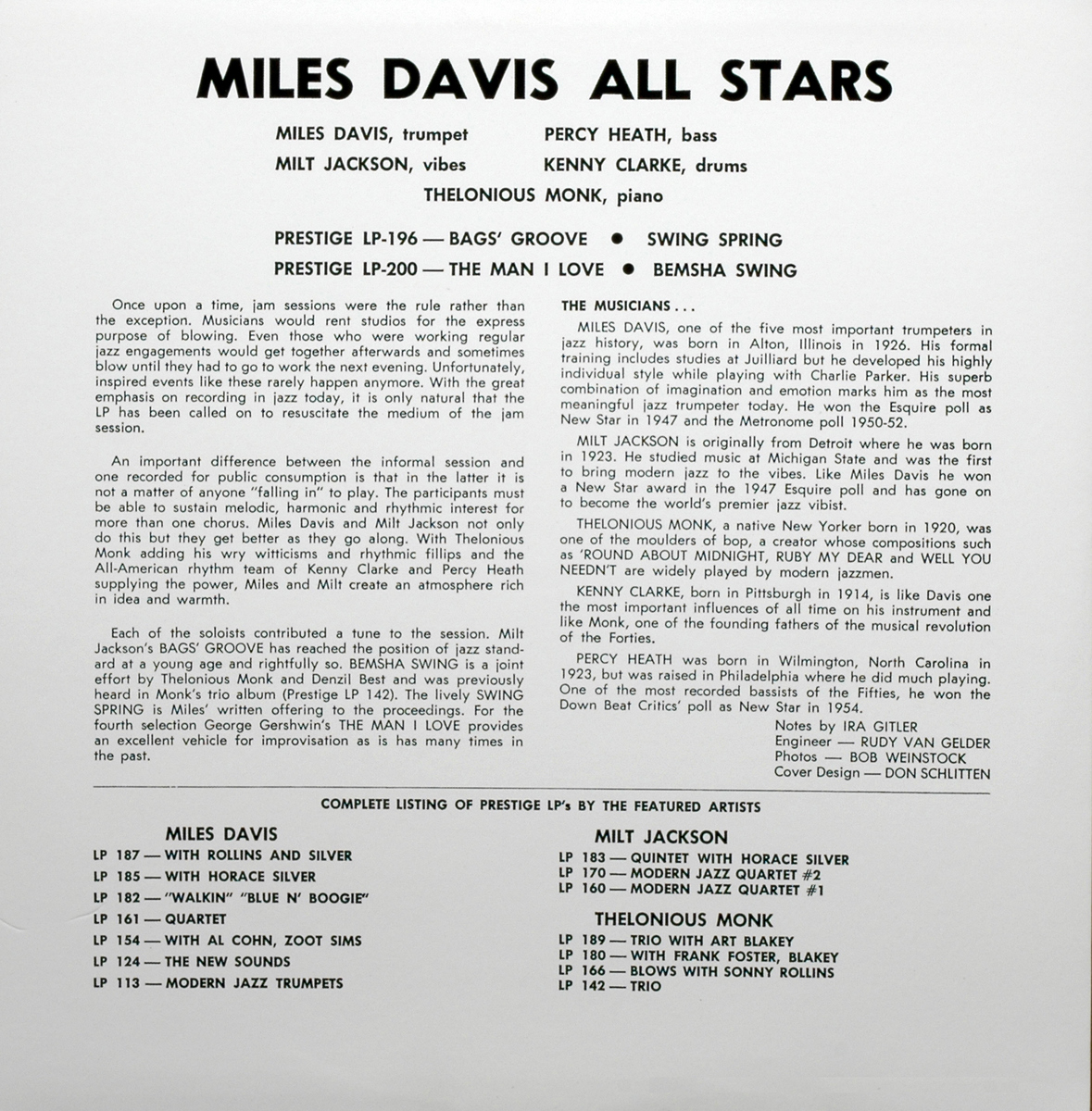 Miles Davis All-Stars, Vol. 1 (PRLP 196)